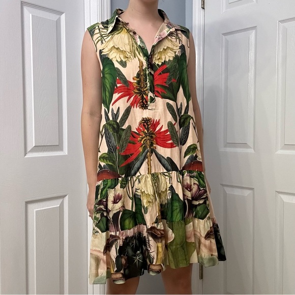 Carolina K Dresses & Skirts - Carolina K Dress Mini Floral Tropical Button Up Vacation Boho Size Medium